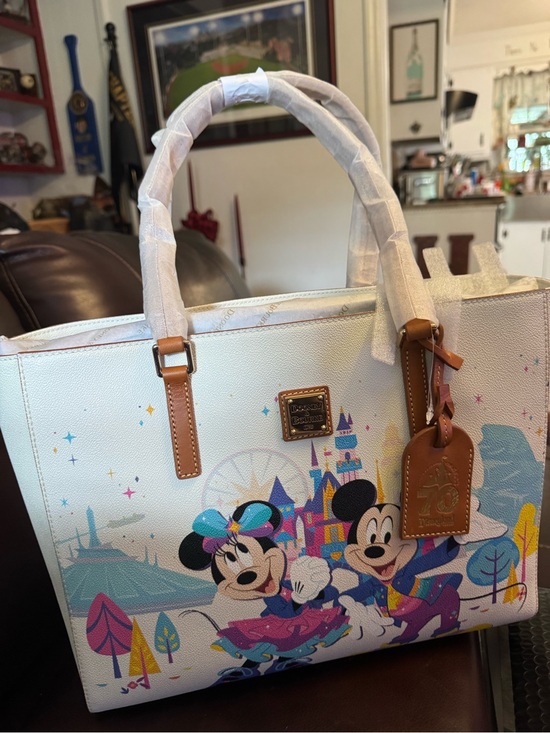 Dooney & Bourke Handbags - Dooney & Bourke White Disney Mickey & Minnie Parade Tote with Tan Trim